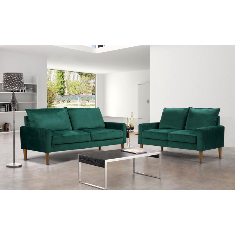 Ediline 2 - Piece Velvet Living Room Set, Green Velvet