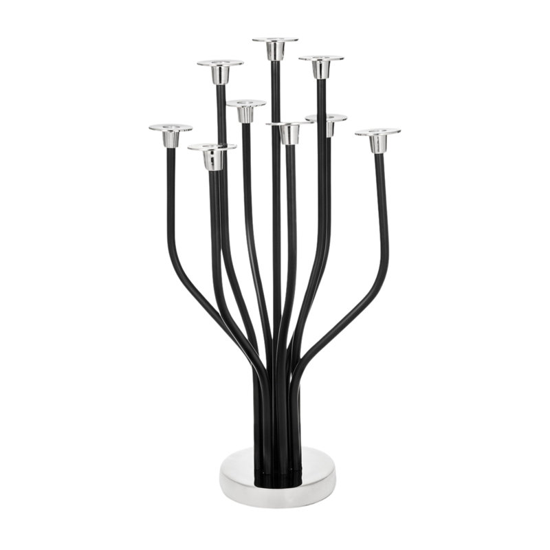 Radiant Tree Stainless Steel Tabletop Candelabra, 36" H x 12" W x 12" D, Black/Silver