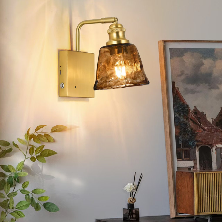 Vintage Wireless Rechargeable Armed Sconce with Remote and Bulb