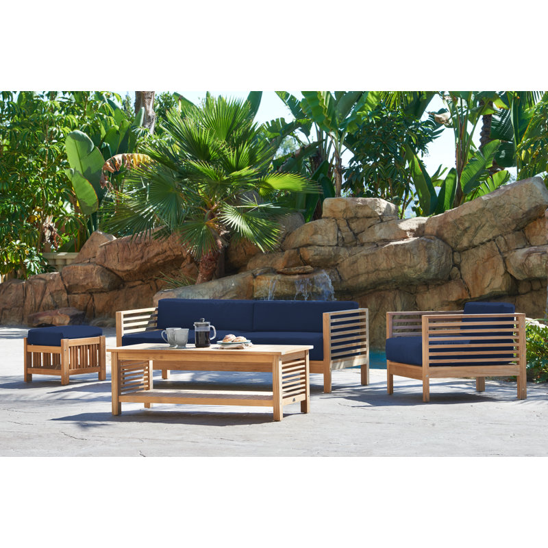 Amblewood Summer Teak Outdoor Sofa, Navy