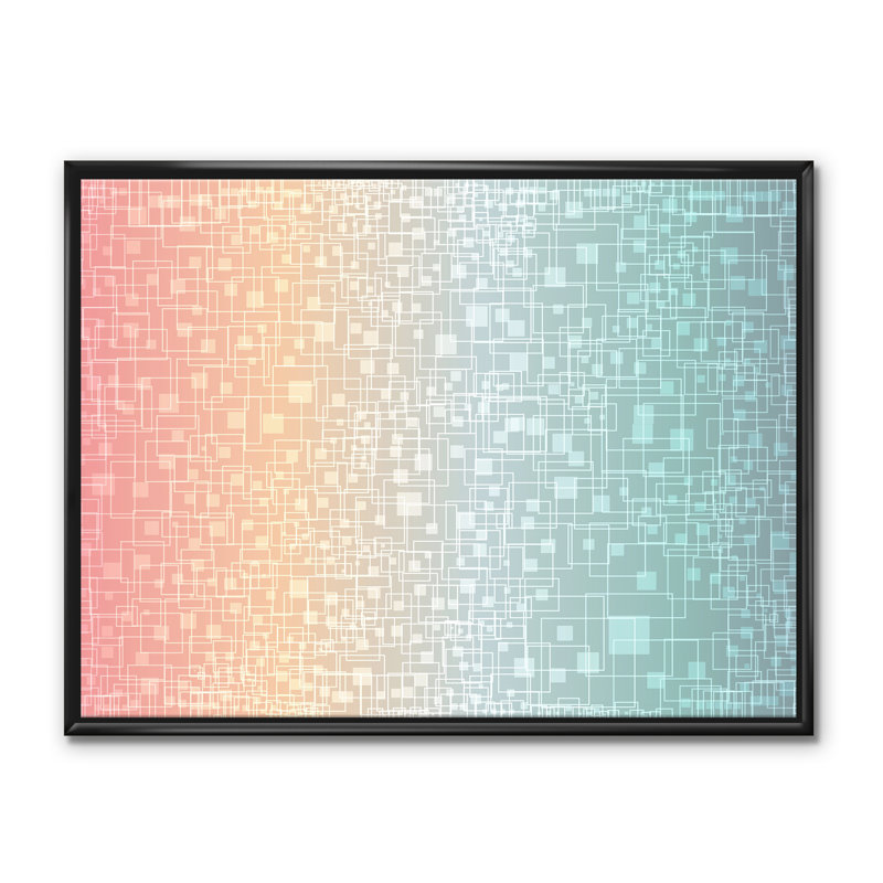 Cubist Pastel Migre - Impression sur toile, H 30 po x l 40 po x 1,5 po, Toile avec cadre noir