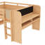 Lit mezzanine double multifonctionnel fabriqué en bois massif, avec rangement, bureau, tableau noir et espace de création, sans sommier à structure en bois, tiroirs à bibliothèque, bureau pour la danse
