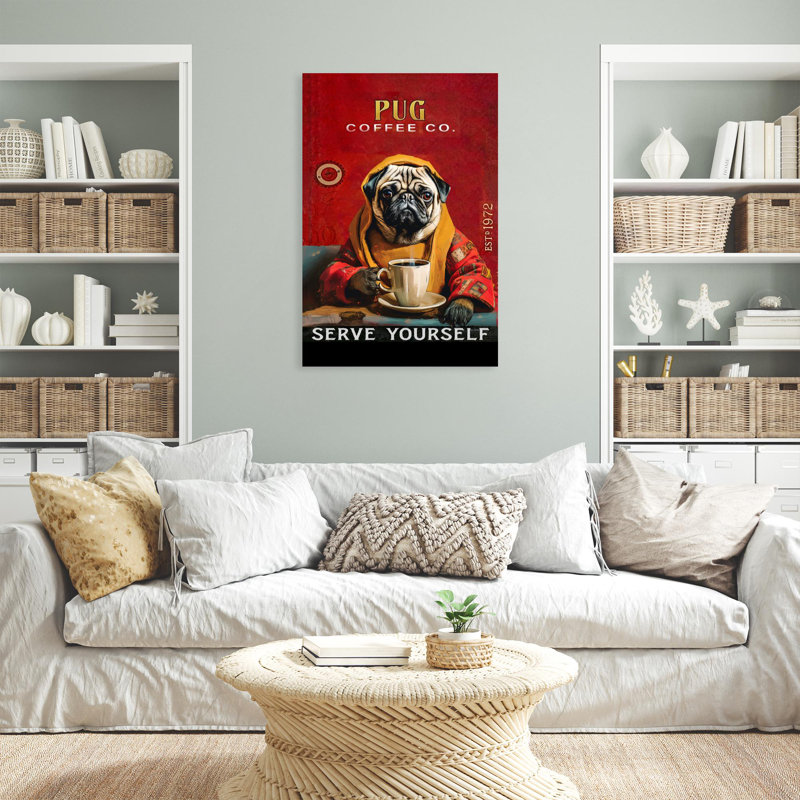 " Pug Coffee Co ", 36" H x 24" W x 1.25" D