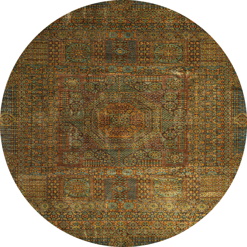 Tapis brun Southwestern, Rond 5 pi