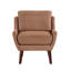 Chaise d'appoint contemporaine en chenille orange avec pieds en bois massif et coussins réversibles-134537604