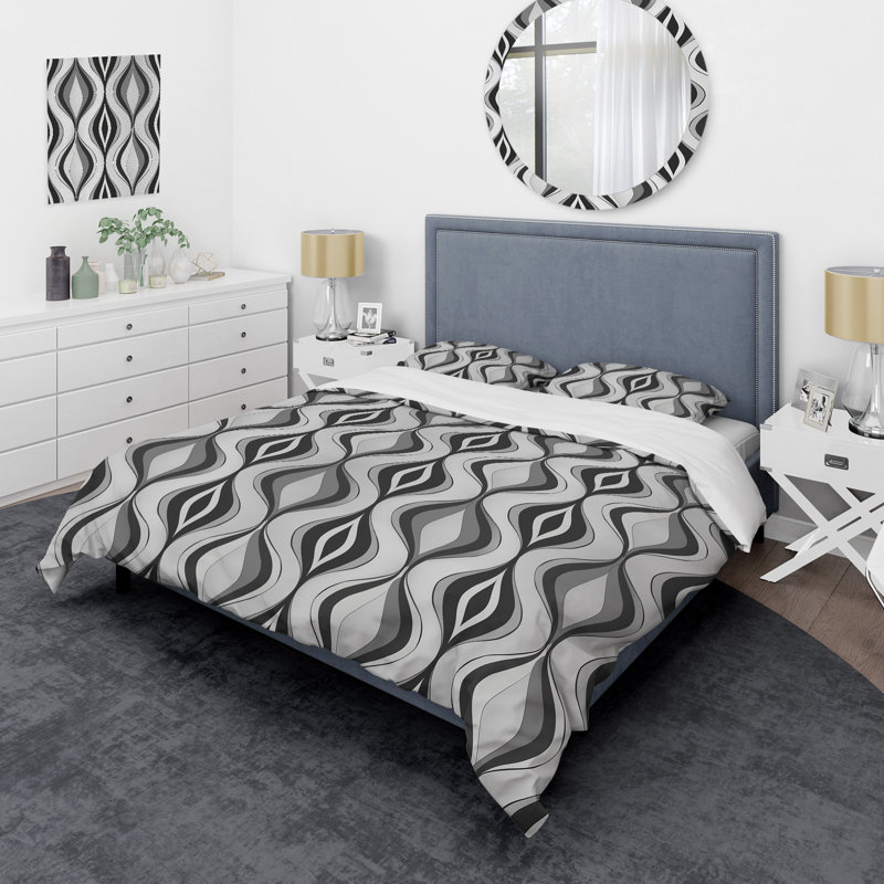 Ensemble de housse de couette Modern Grey Ogee Charm, Housse de couette très grand et 2 très grandes t