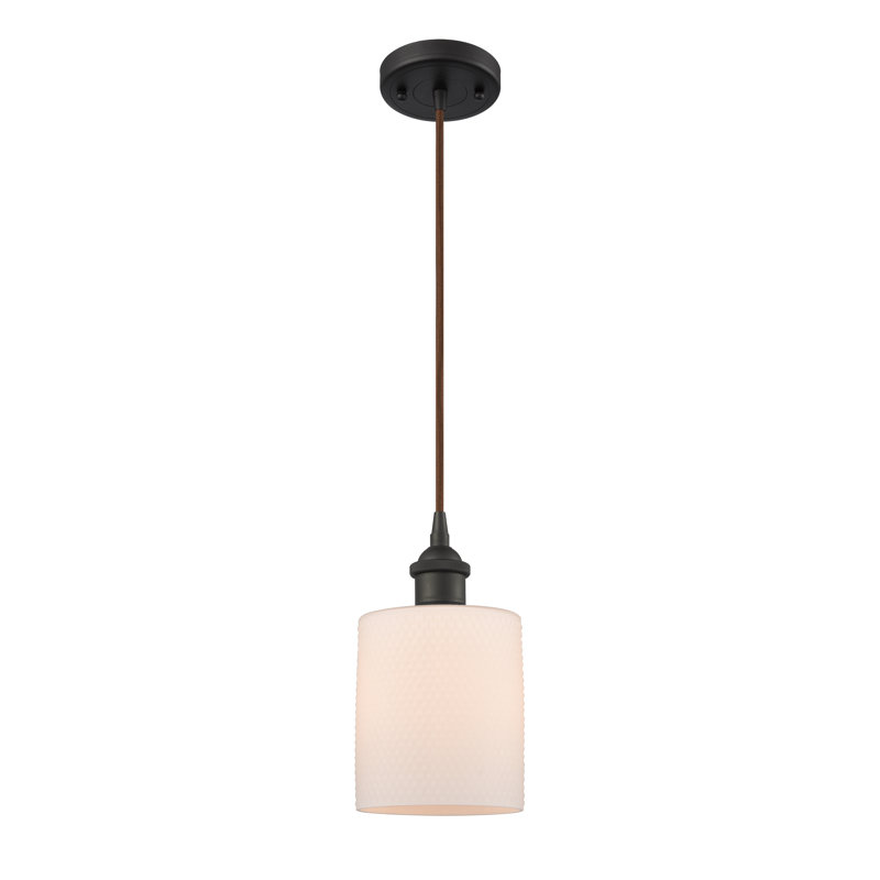 Luminaire suspendu en dôme à 1 lumière Willamette, Ampoule non incluse, Blanc mat, Bronze huilé