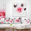 Coussin lombaire rose aquarelle avec greffons