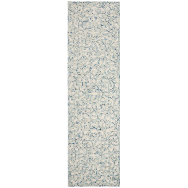 Marys Trace Hand Tufted Wool And Cotton With Latex Floral Rug, Runner 2'3" x 12'