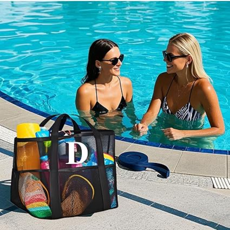 Sac de plage en maille personnalisé pour femme - Sac fourre-tout imperméable pour les voyages en famille, les jouets et les articles essentiels