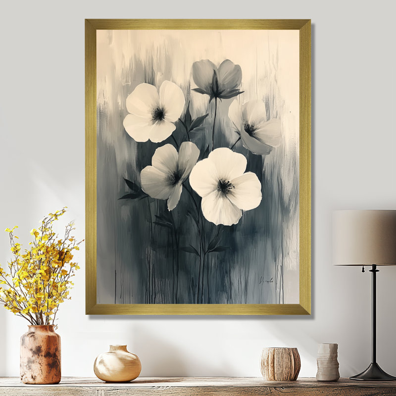 Ahner - impressions sur toile florales, H 32 po x l 16 po, Reproduction encadrée d'une seule photo, Doré