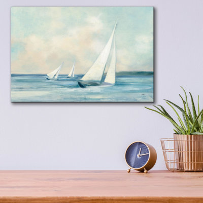 Voiliers au lever du soleil »par Julia Purinton, art mural en verre acrylique