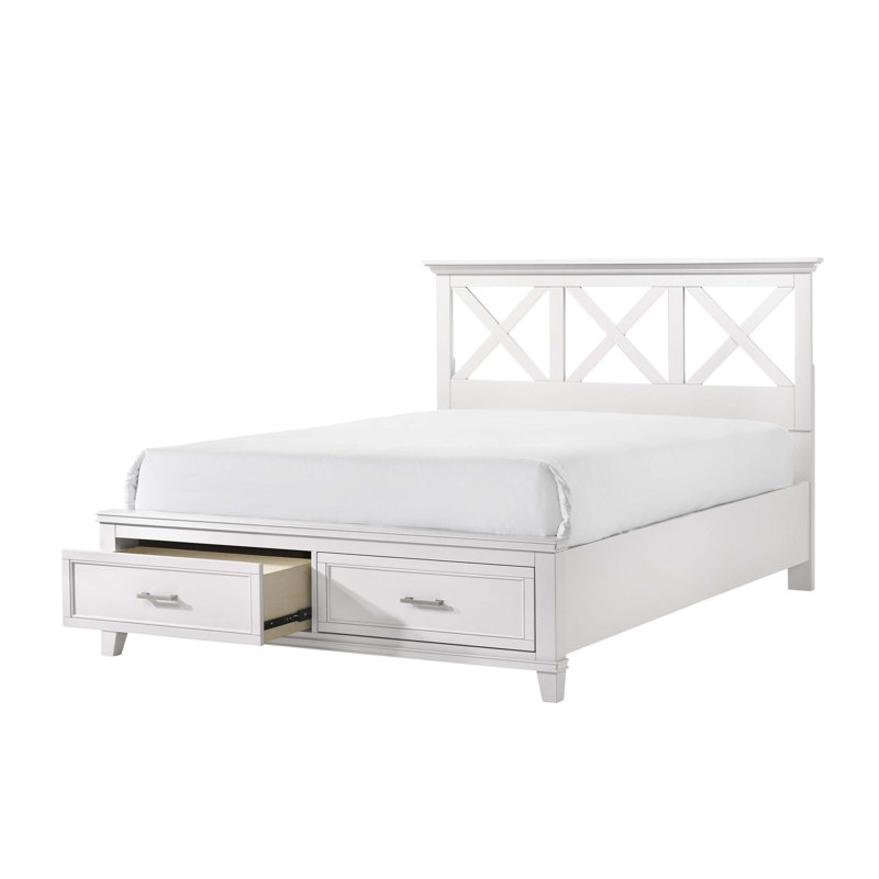 Grand lit avec rangement X, Blanc