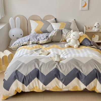 3pcs Geometric Duvet Cover Set (Without Core), Wave Geometric Pattern, Soft and Skin-Friendly, for Dorm Bedroom