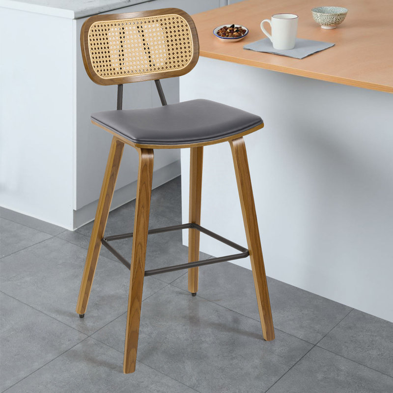 Tabouret de bar 26 po, Similicuir gris, 1, Tabouret de comptoir (siège d'une hauteur de 26 p