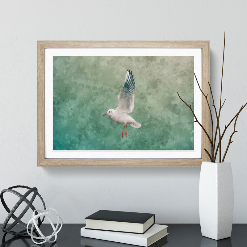 Seagull - Picture Frame Painting Print, 24cm H x 33cm W x 2cm D, Oak Framed