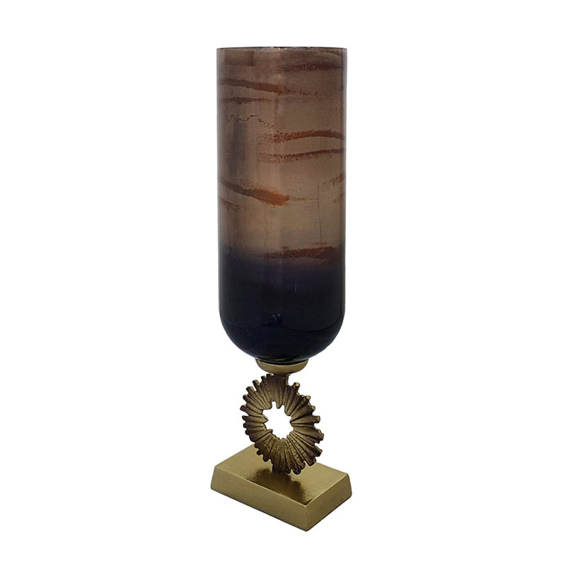 Vase de table Zivah doré / brun foncé, H 21,5 po x l 6 po x P 6 po