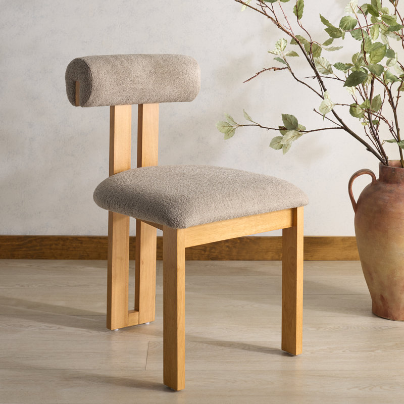Dellar Boucle Upholstered Back Dining Chair, Brown