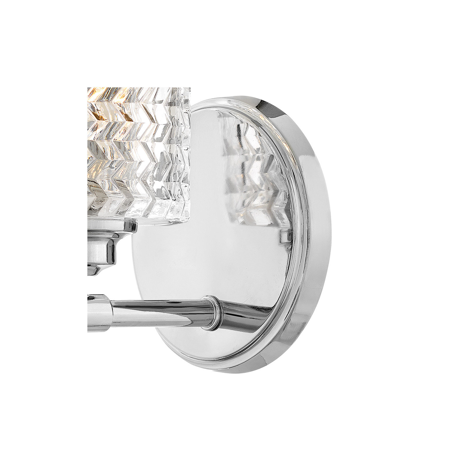 Single Light Glass Steel Dimmable Armed Sconce, Chrome
