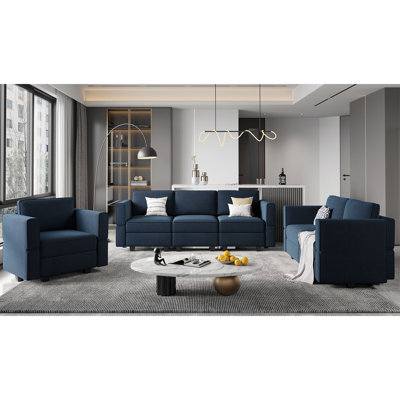 Ridoy Living Room Sofa Set Storage Sectional Couch, Single & 2-Seat & 3-Seat Sofa Set