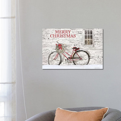 Merry Christmas Bicycle 1 Piece Wall Art on Canvas