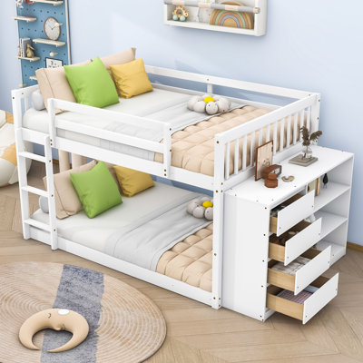 Kialah Space-Saving Bunk Bed With Built-In Storage And Slats