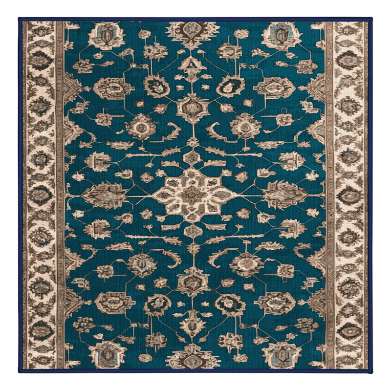 Tapis gris Tabriz lavable à la machine, Carré 6 pi