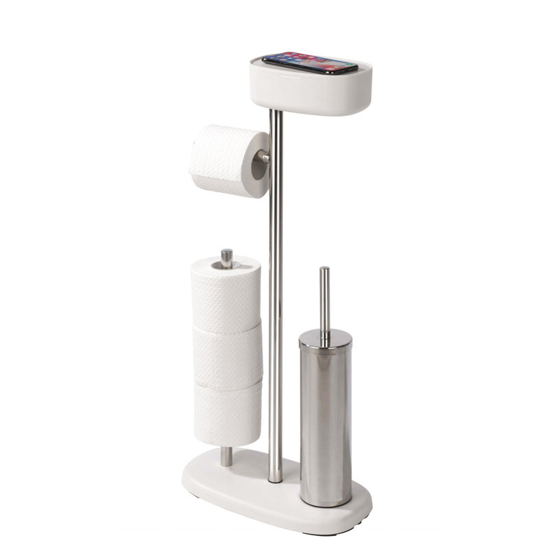 Vanwinkle Toilet Paper Holder, Silver/White