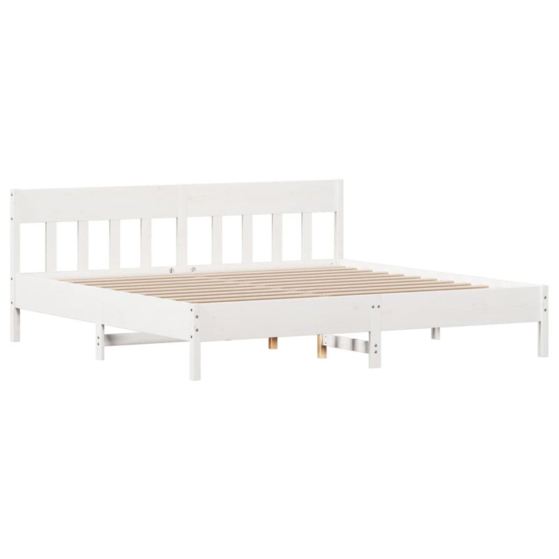 Vernia Solid Wood Bed, White, Kingsize (5')