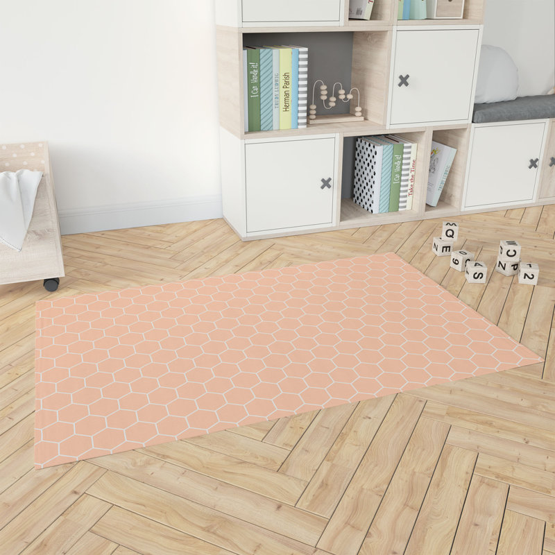 Tapis de jeu Comb Taupe, Rectangle 5 pi x 7 pi, Pêche / orange