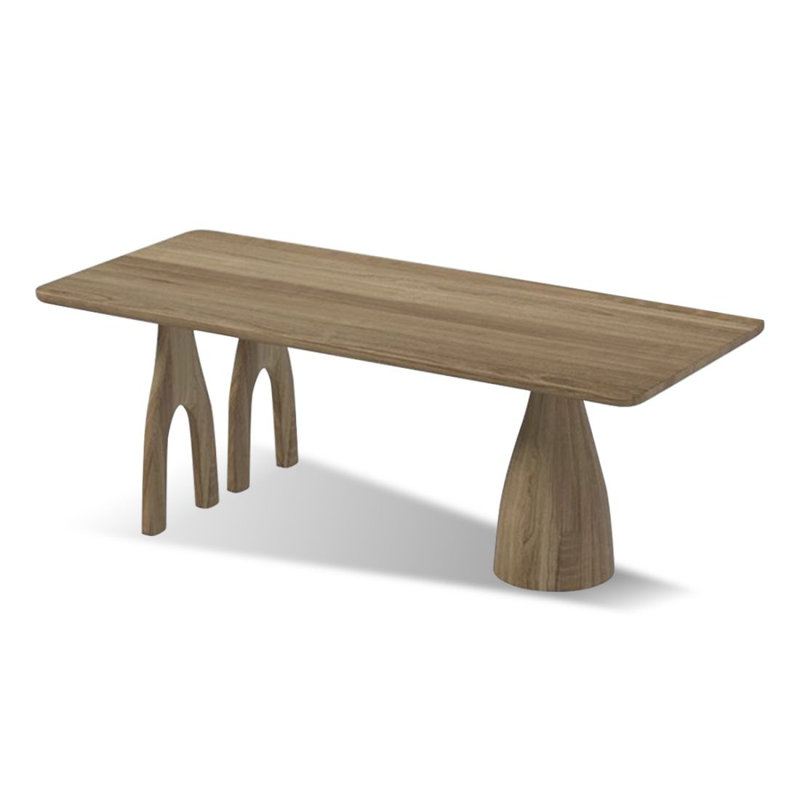 Table de salle à manger rectangulaire en bois massif lavé à l'eau, H 29,53 po x L 62,99 po x l 27,56 po