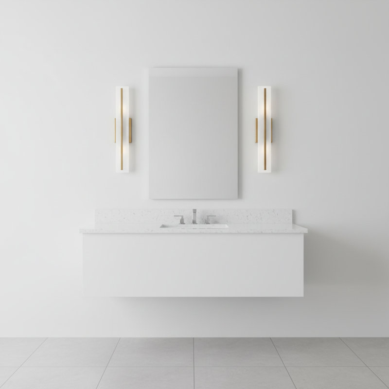 Vanity Light, Satin Brass, 2, 7"H x 24"W x 4.88"D