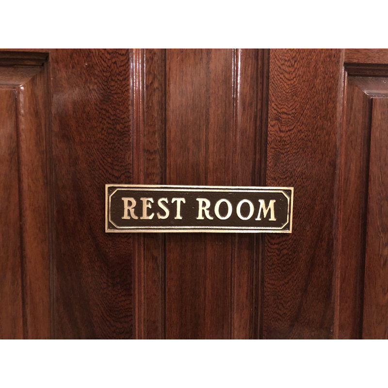 Plaque de porte de toilettes, Laiton poli brun