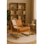 Chaise berçante moderne en cuir 29 po Auburn Lounge - Revêtement brun clair avec structure en chêne massif