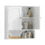 Armoire de rangement murale pour salle de bain avec deux portes et tablette ouverte au-dessus de la toilette avec tablettes réglables pour la salle de bain, la cuisine, le vestibule, la salle de lavage, blanc