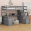 Lit mezzanine avec tiroirs, tablettes et bureau-1193084903