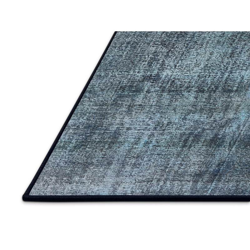 Tapis abstrait gris / bleu sarcelle Coover, Rectangle 8 pi x 12 pi