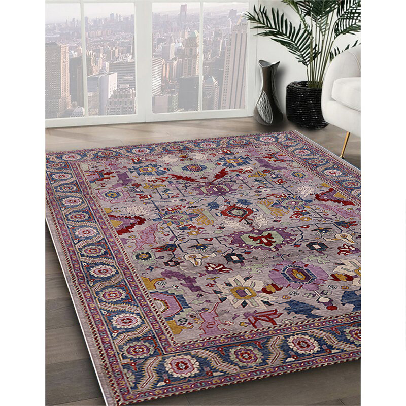 Tapis 10044 Mid-Century moderne 100% lavable à la machine, Carré 7 pi
