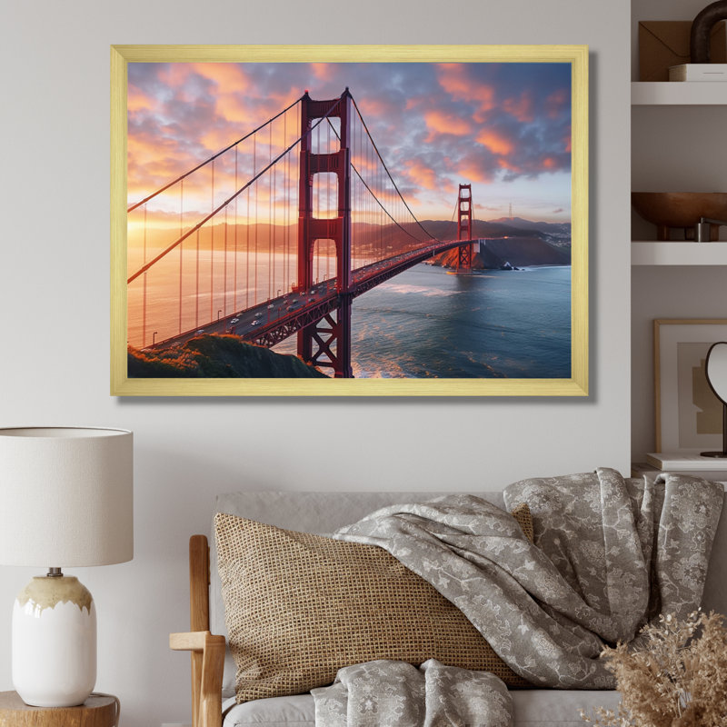 San Francisco Golden Gate Solitude III - impression sur toile encadrée en Californie, Encadrement doré