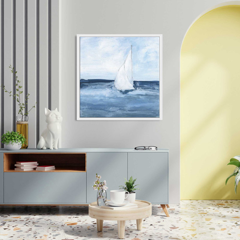 Voiliers I - Peinture, L 27,5 po x H 27,5 po, Cadre blanc
