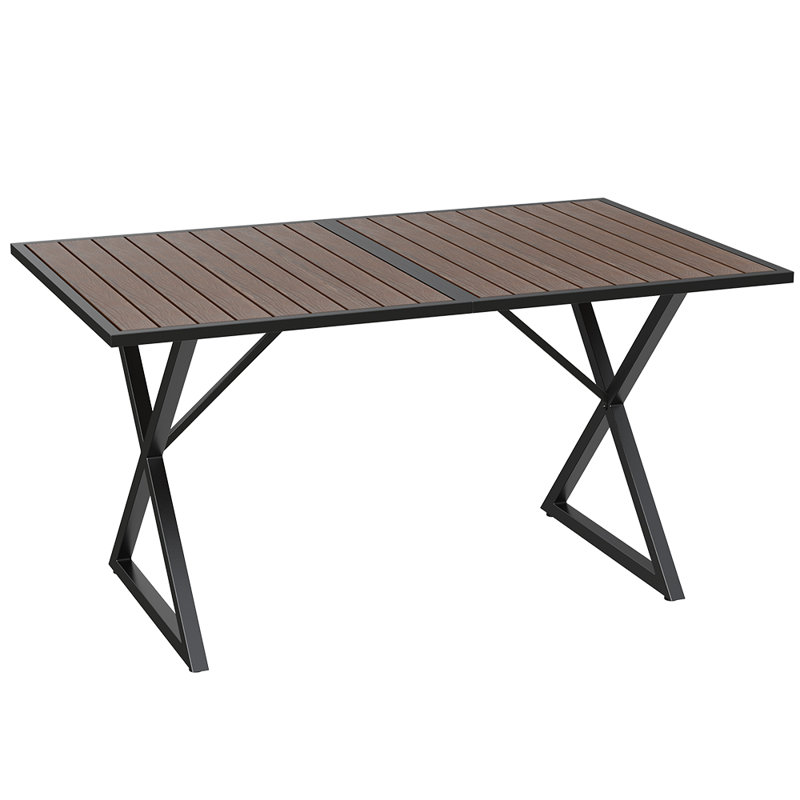 Canudo Rectangular Powder Coated Steel Dining Table, Brown