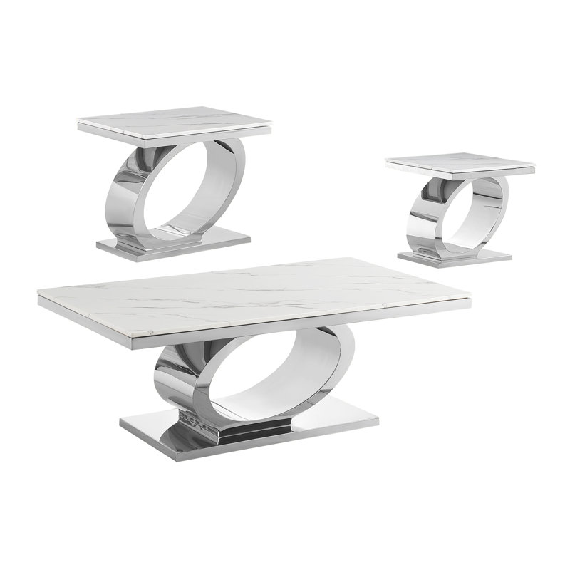 Ensemble de table de salon 3 pièces, Argent