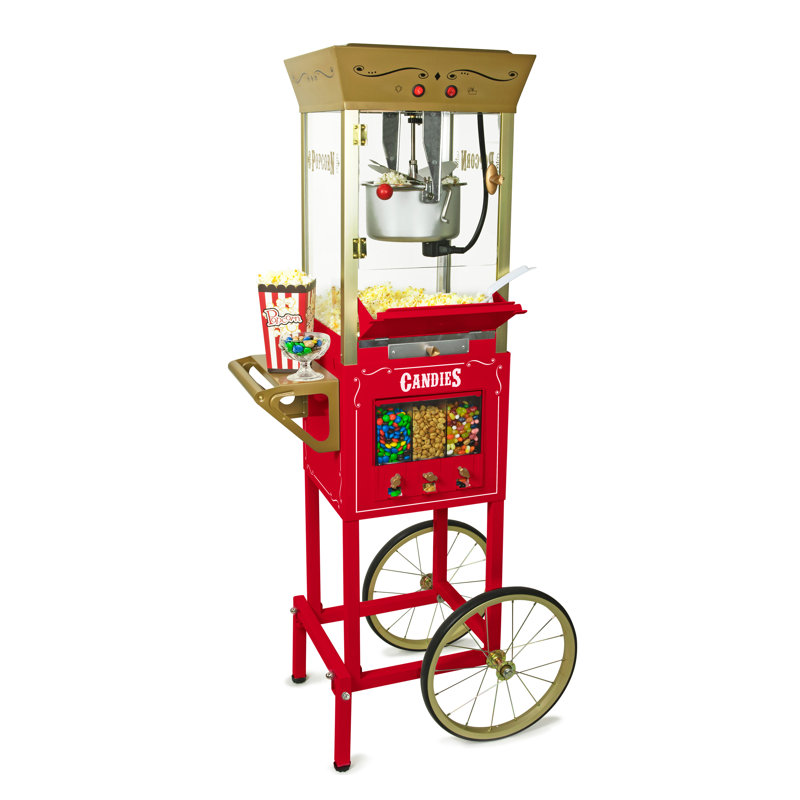Nostalgia Red Vintage Popcorn Cart with Candy Dispenser