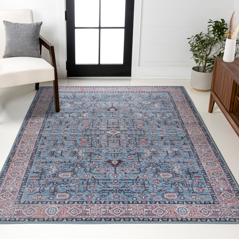 Tapis bleu / rouge / brun Sarok All-Over, Rectangle 2 pi 11 po x 5 pi