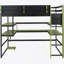 Full Size Wood Loft Bed With Desk,Side Storage Rack,Multi-Storage Shelves And RGB Light,Red-71119377-71119378
