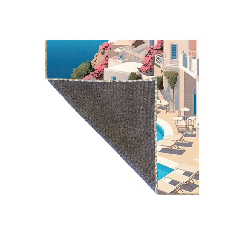 Tapis lavable à motif paysage marin Street, Sous-tapis rond 3 pi 3 po inclus