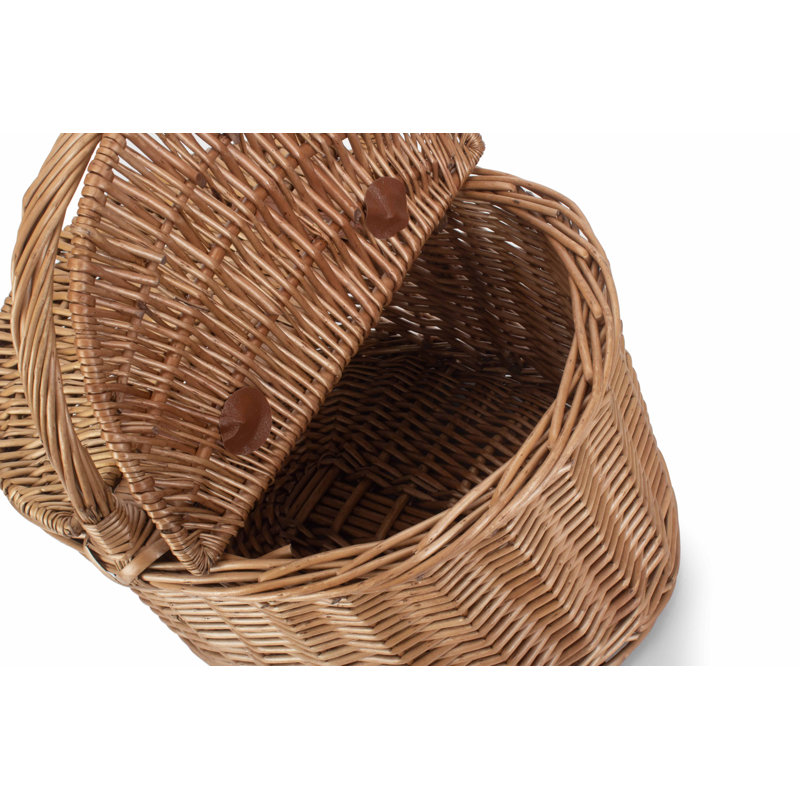 Wicker Oval Lidded Picnic Hamper Basket