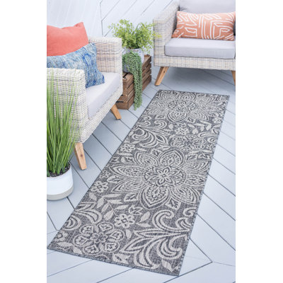 Tapis intérieur / extérieur floral Curvin