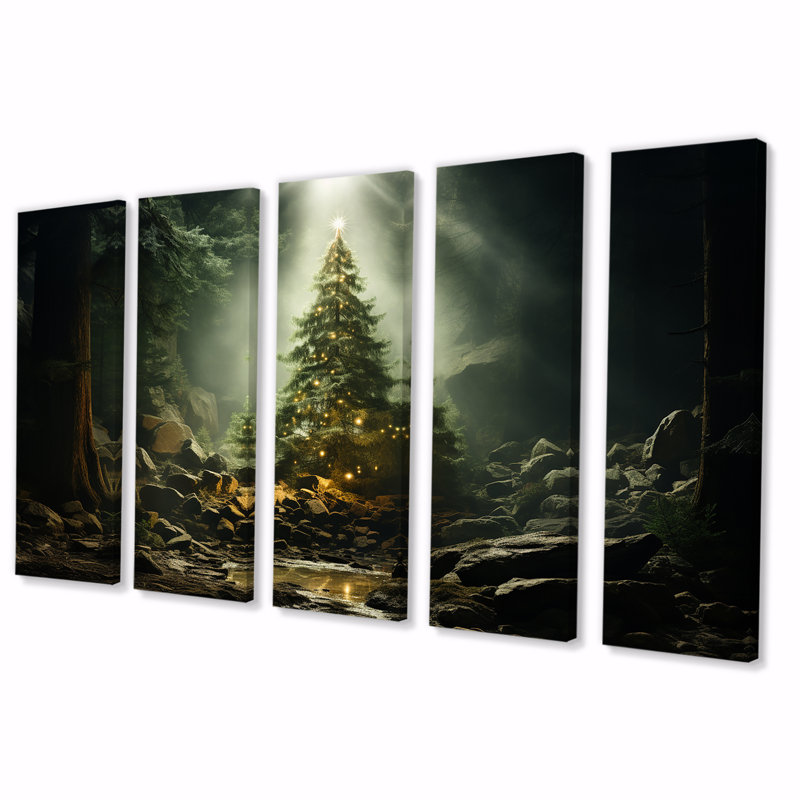 «Green Magical Christmas Tree - Winter Landscape», ensemble de 5 pièces, H 28 po x l 60 po