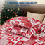 Ensemble de literie réversible en patchwork de Noël, linge de lit de fête en microfibre brossée avec imprimés Père Noël, rennes et flocons de neige, 8 attaches aux coins et boutons cachés-136268070